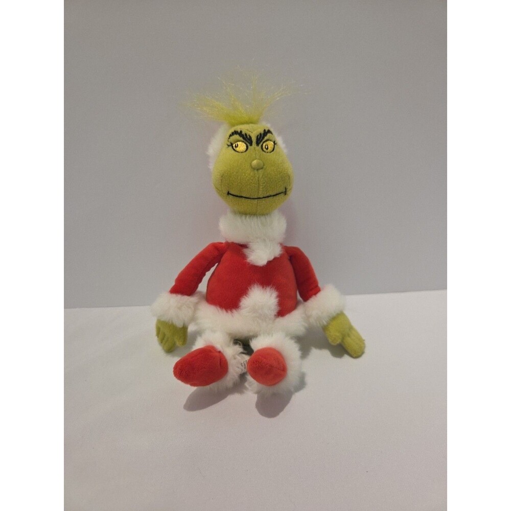 2021 The Grinch Stole Christmas Plush Stuffed Animal Bean Bag Santa Green 10"